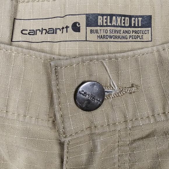 Carhartt Force Canvas Carpenter Shorts 36x11 Tan Ripstop Workwear Outdoors - Picture 4 of 13